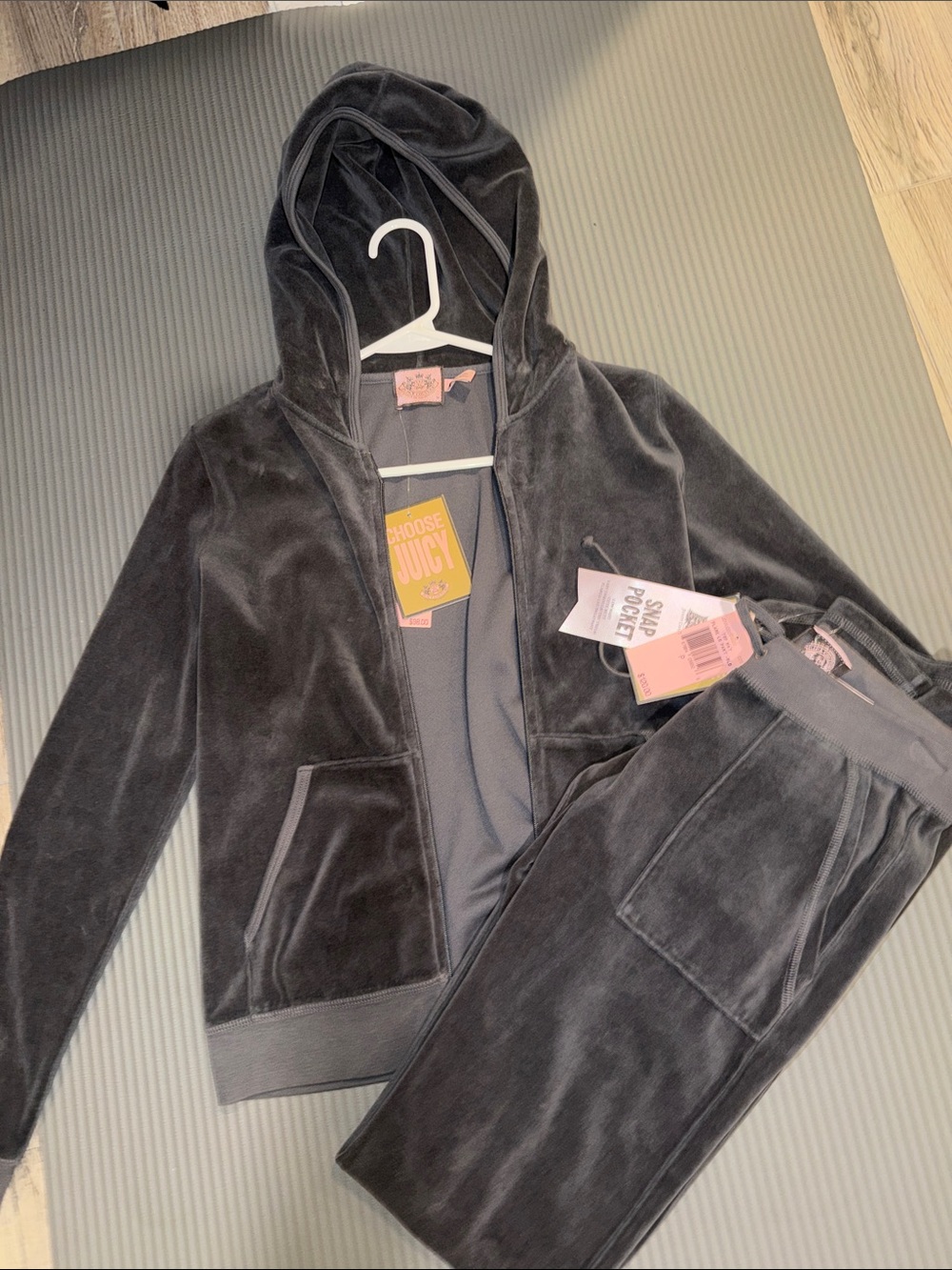 Vintage Juicy Couture Charcoal Velour Zip Tracksuit